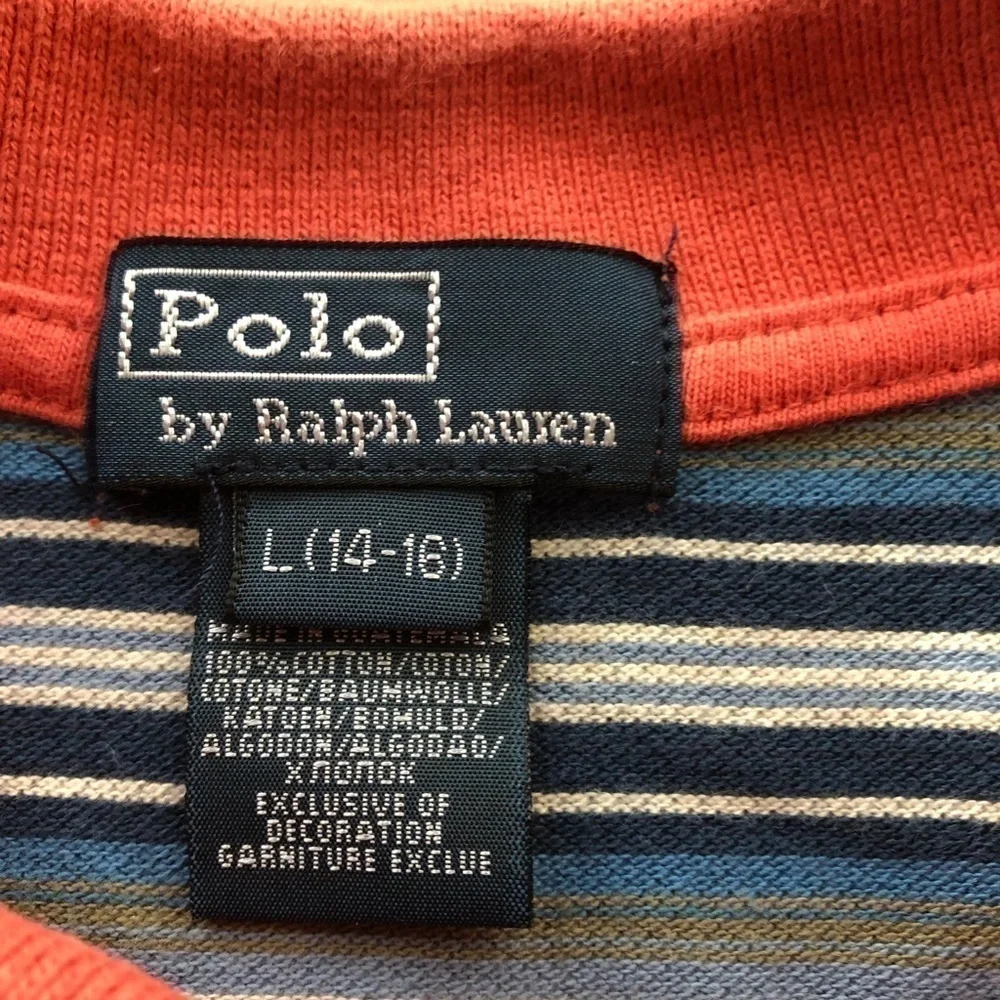 𝅺POLO Ralph Lauren Collared‎ short sleeve striped  shirt Boys size L 14 -16